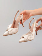 Women's Knot Pointed Toe High Heel Shoes, Romantic Sexy Pink Satin Stilettos, Party/Banquet Wear New Style,Elegant,Wedding Outfits