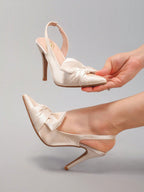 Women's Knot Pointed Toe High Heel Shoes, Romantic Sexy Pink Satin Stilettos, Party/Banquet Wear New Style,Elegant,Wedding Outfits