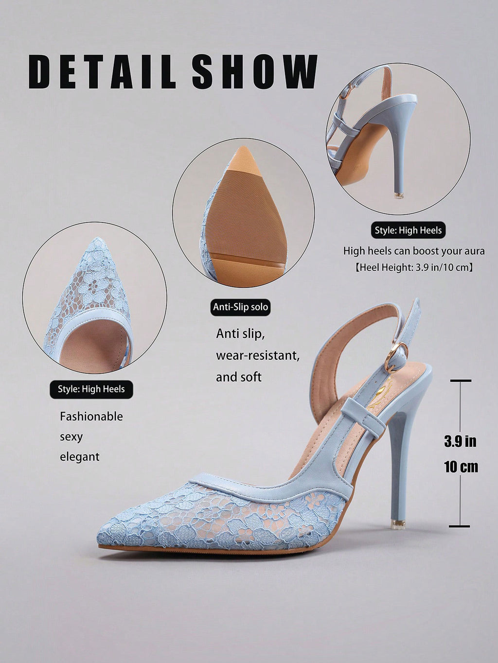 Women's Lace Patchwork Pointed Toe High Heel Sandals, Hollow Out Breathable Sexy Fashion Party Stilettos, Elegant, Women Pumps, Elegant, Summer Outfits