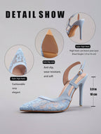 Women's Lace Patchwork Pointed Toe High Heel Sandals, Hollow Out Breathable Sexy Fashion Party Stilettos, Elegant, Women Pumps, Elegant, Summer Outfits