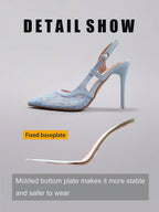 Women's Lace Patchwork Pointed Toe High Heel Sandals, Hollow Out Breathable Sexy Fashion Party Stilettos, Elegant, Women Pumps, Elegant, Summer Outfits