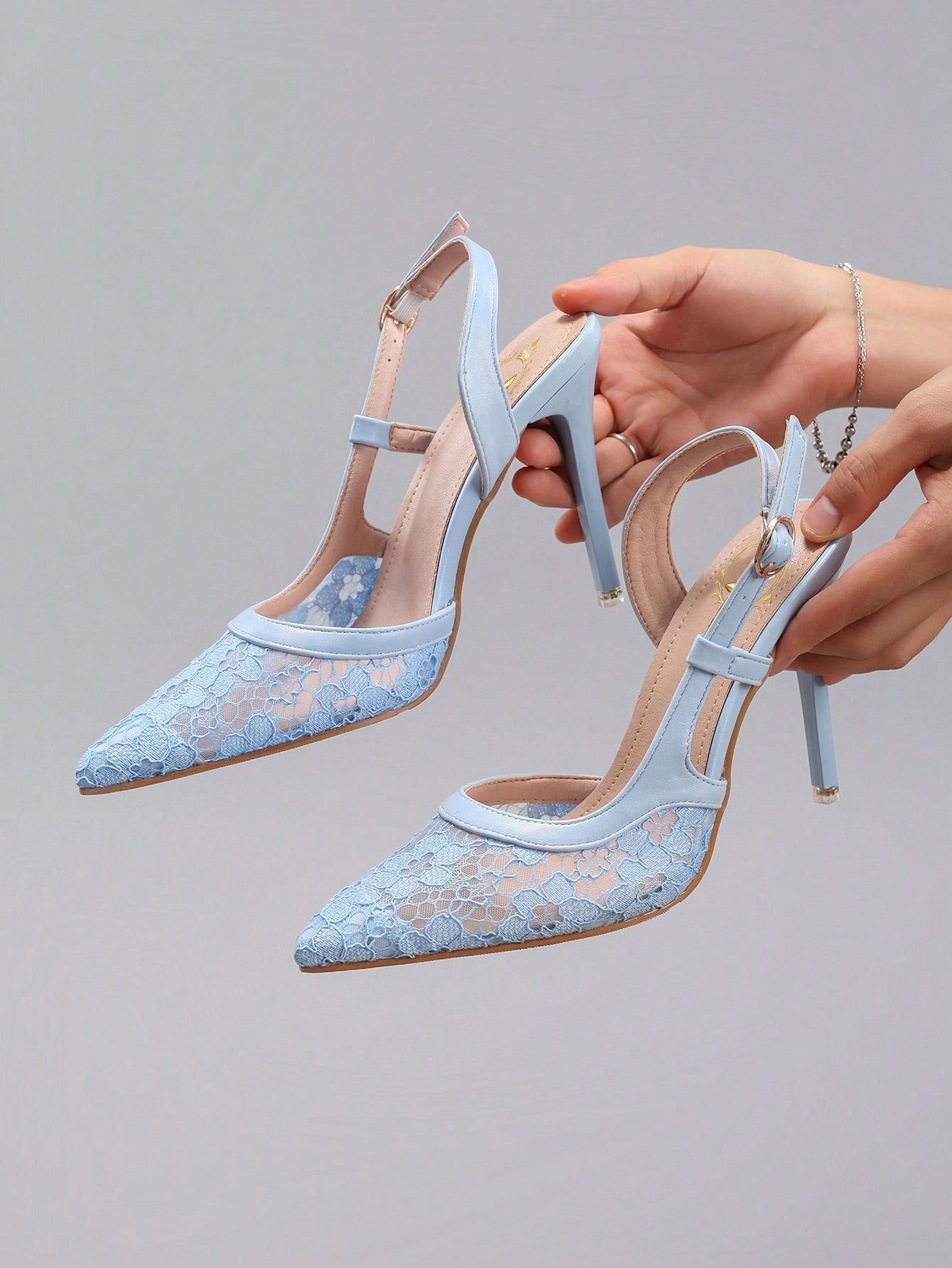 Women's Lace Patchwork Pointed Toe High Heel Sandals, Hollow Out Breathable Sexy Fashion Party Stilettos, Elegant, Women Pumps, Elegant, Summer Outfits