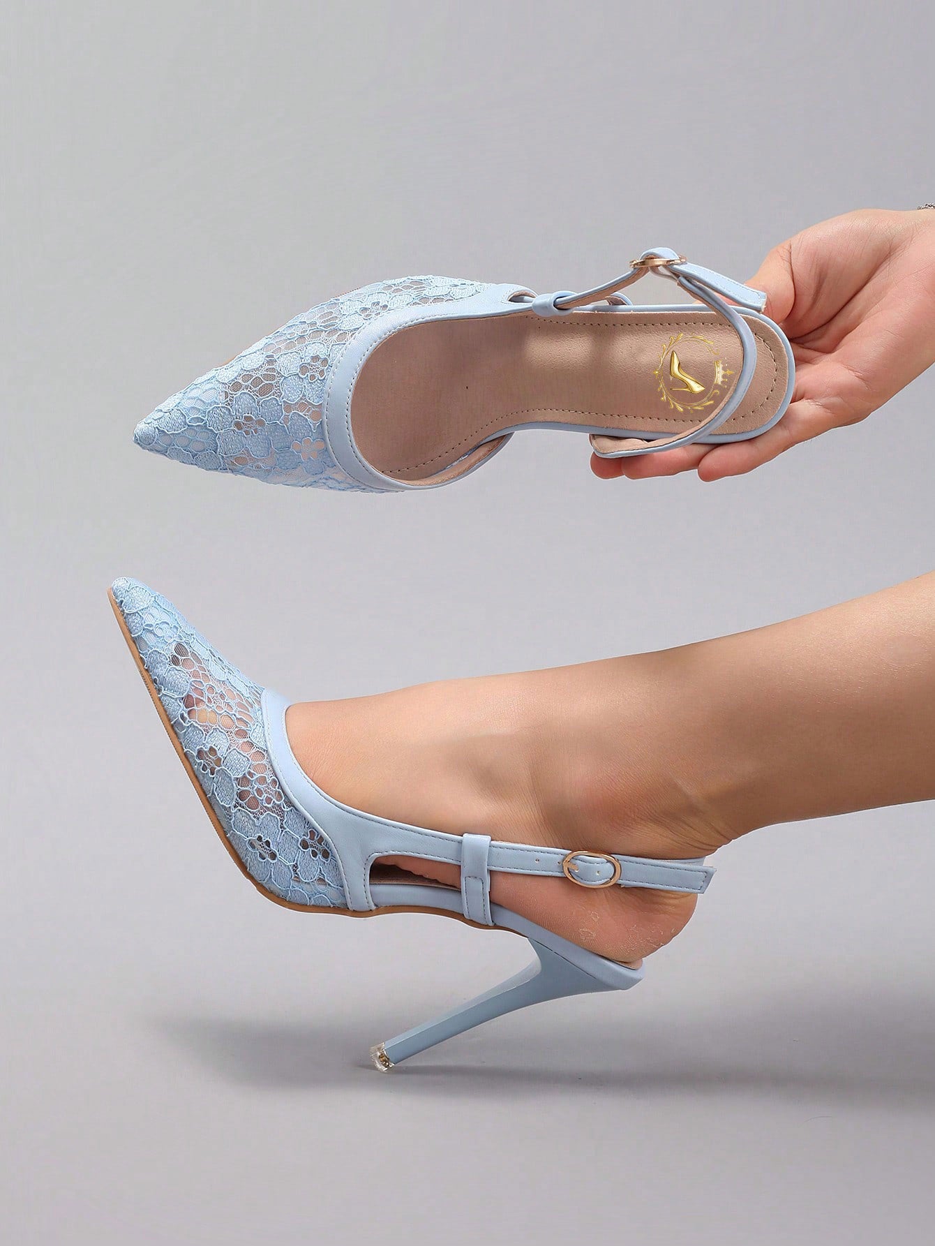 Women's Lace Patchwork Pointed Toe High Heel Sandals, Hollow Out Breathable Sexy Fashion Party Stilettos, Elegant, Women Pumps, Elegant, Summer Outfits