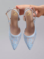 Women's Lace Patchwork Pointed Toe High Heel Sandals, Hollow Out Breathable Sexy Fashion Party Stilettos, Elegant, Women Pumps, Elegant, Summer Outfits
