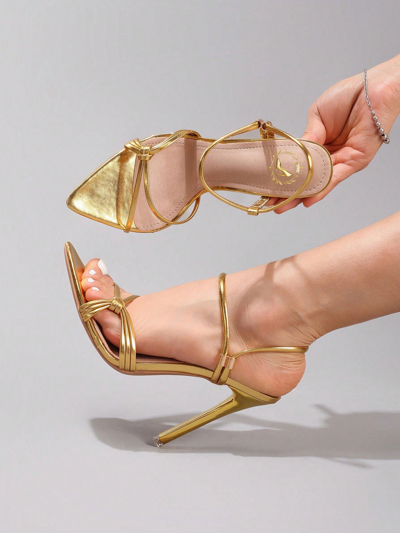 Fashionable Striped Combination High Heel Sandals, Sexy Pointed Toe Party/Wedding Shoes, Super High Heel Pink Stilettos For Women, Summer Shoes