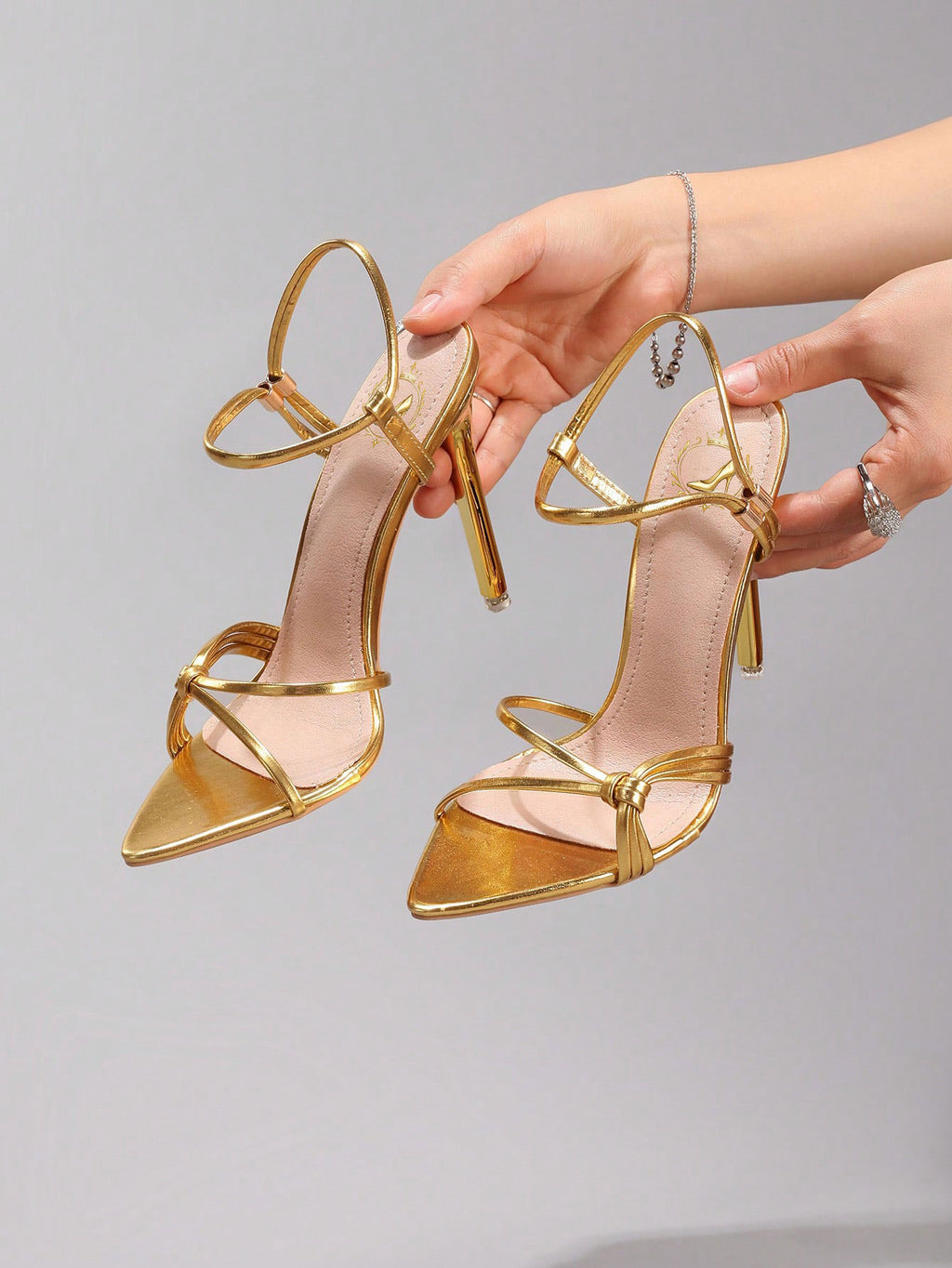 Fashionable Striped Combination High Heel Sandals, Sexy Pointed Toe Party/Wedding Shoes, Super High Heel Pink Stilettos For Women, Summer Shoes