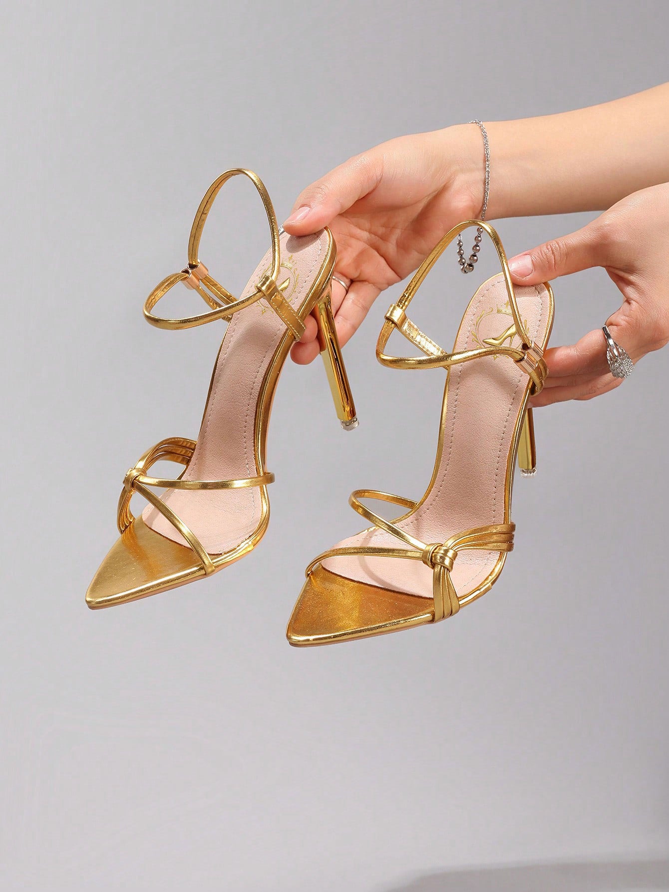Fashionable Striped Combination High Heel Sandals, Sexy Pointed Toe Party/Wedding Shoes, Super High Heel Pink Stilettos For Women, Summer Shoes