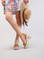 Rope Wedge Platform Thick Sole Sandals Twisted Open Toe Summer Vacation Casual High Heel Platform Slides Daily Fashion Grass Green Women's Shoes