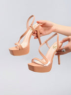 PVC Patchwork Open-Toe Stiletto Sandals