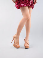 PVC Patchwork Open-Toe Stiletto Sandals