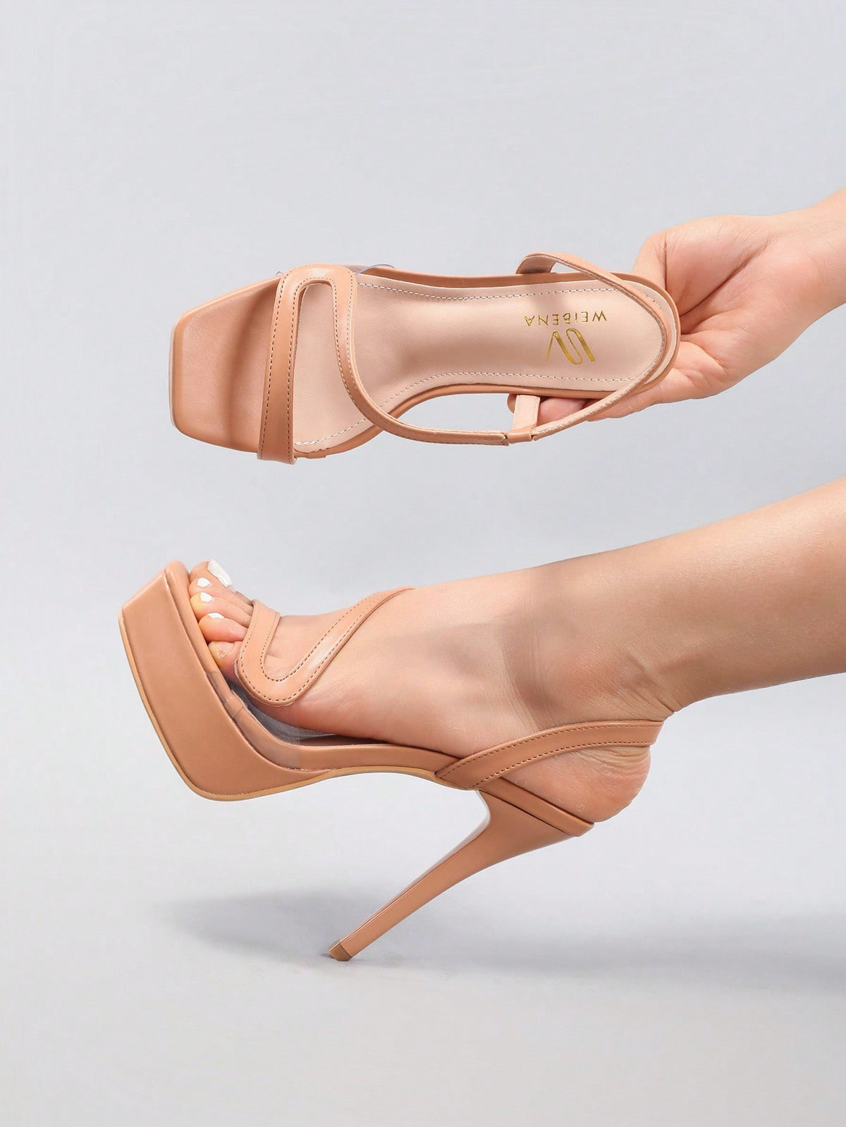 PVC Patchwork Open-Toe Stiletto Sandals