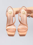 PVC Patchwork Open-Toe Stiletto Sandals