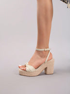 Rope Wedge Platform Thick Sole Sandals Twisted Open Toe Summer Vacation Casual High Heel Platform Slides Daily Fashion Grass Green Women's Shoes
