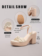 Rope Wedge Platform Thick Sole Sandals Twisted Open Toe Summer Vacation Casual High Heel Platform Slides Daily Fashion Grass Green Women's Shoes