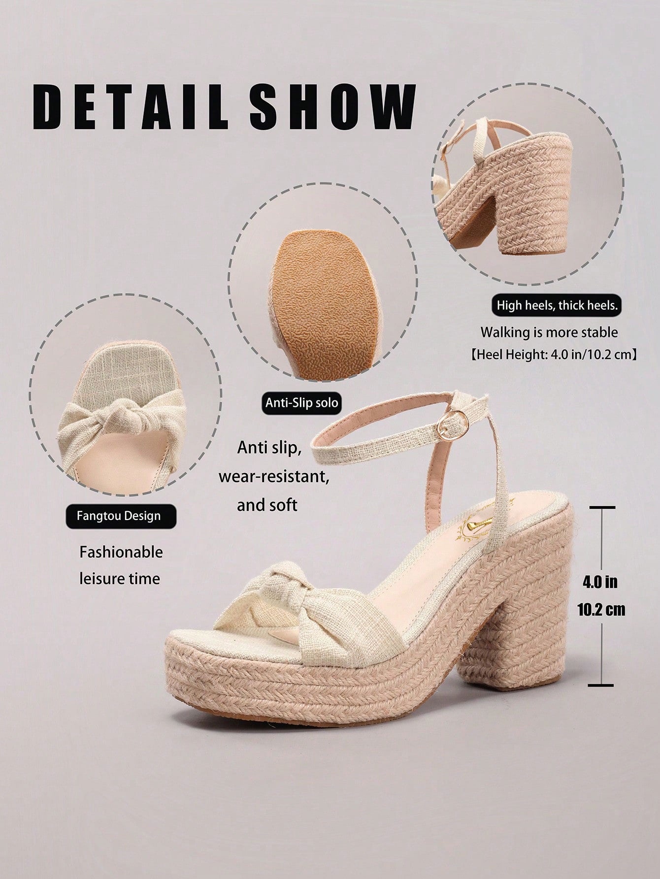 Rope Wedge Platform Thick Sole Sandals Twisted Open Toe Summer Vacation Casual High Heel Platform Slides Daily Fashion Grass Green Women's Shoes