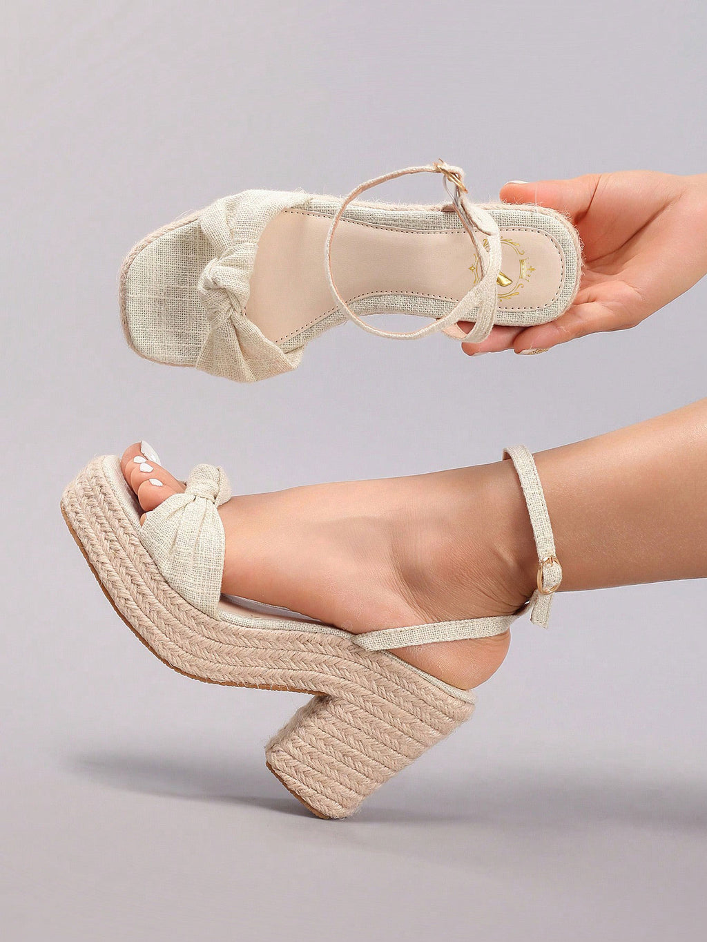 Rope Wedge Platform Thick Sole Sandals Twisted Open Toe Summer Vacation Casual High Heel Platform Slides Daily Fashion Grass Green Women's Shoes