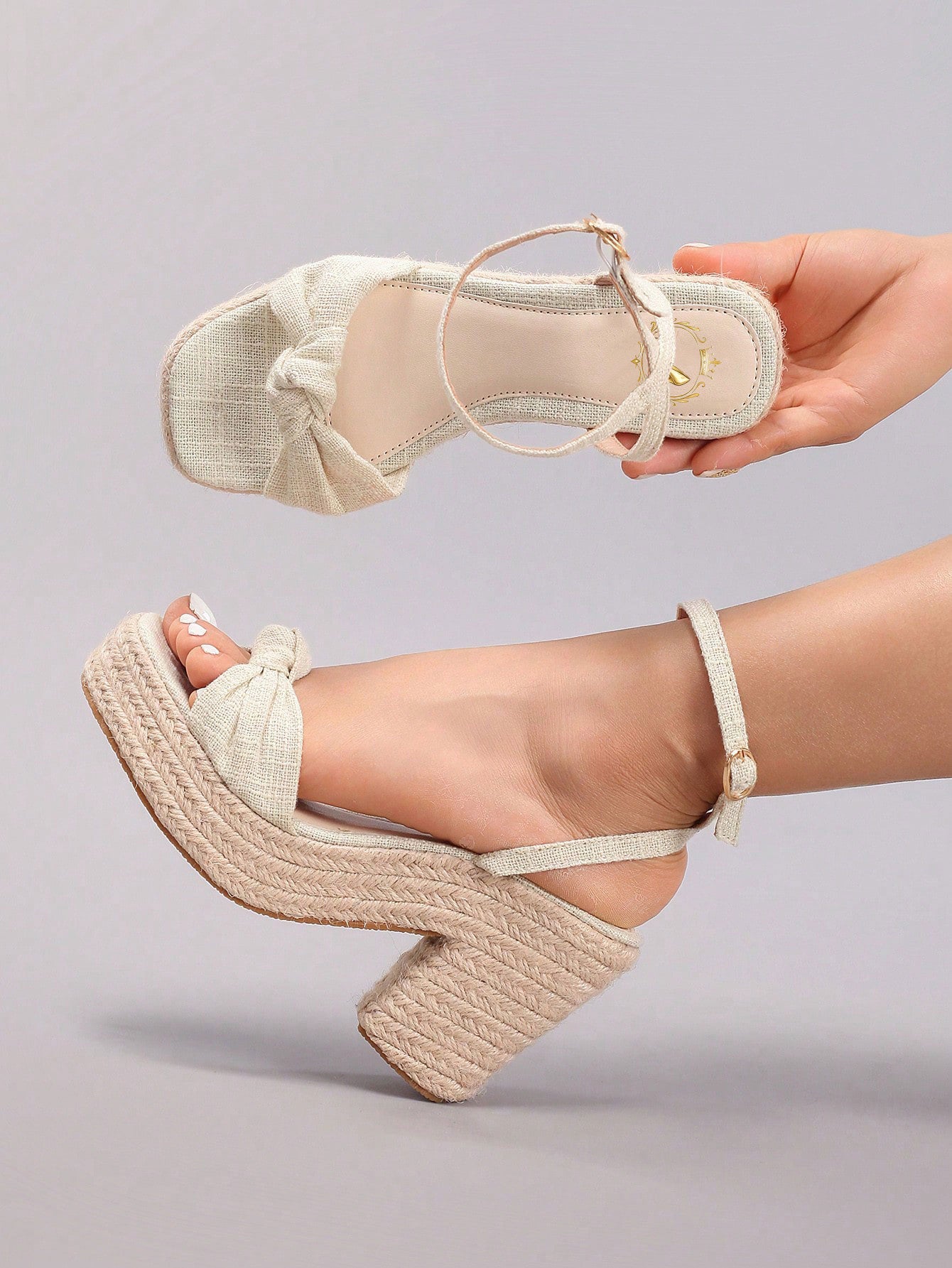 Rope Wedge Platform Thick Sole Sandals Twisted Open Toe Summer Vacation Casual High Heel Platform Slides Daily Fashion Grass Green Women's Shoes