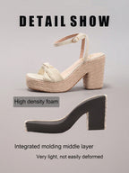 Rope Wedge Platform Thick Sole Sandals Twisted Open Toe Summer Vacation Casual High Heel Platform Slides Daily Fashion Grass Green Women's Shoes