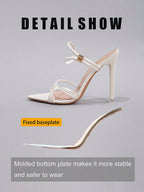 Fashionable Striped Combination High Heel Sandals, Sexy Pointed Toe Party/Wedding Shoes, Super High Heel Pink Stilettos For Women, Summer Shoes