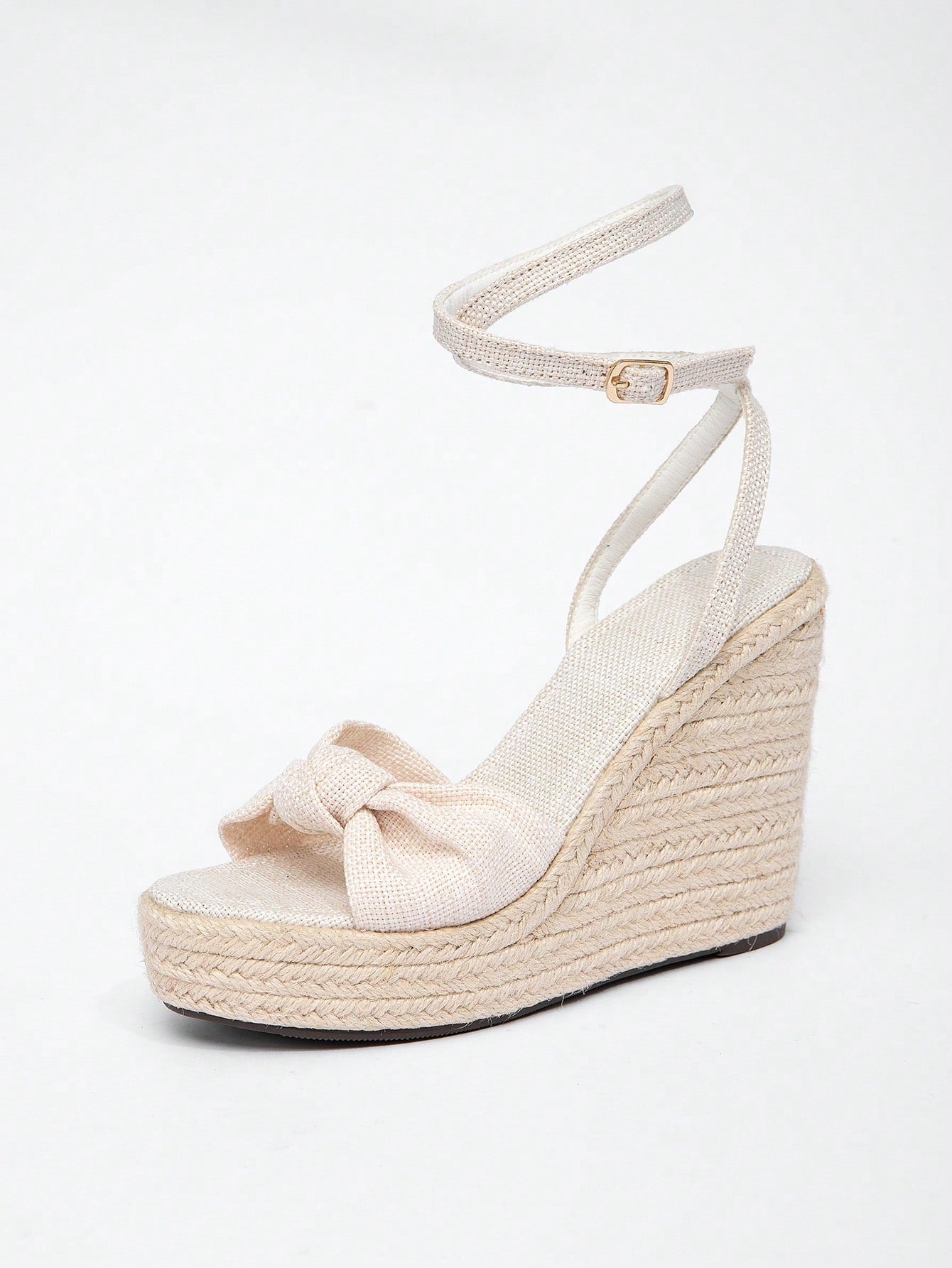 Lace Bow Hemp Rope Wedge Platform Thick Sole Sandals Open Toe Summer Vacation Casual High Heel Platform Slides Daily Fashion Women's Shoes