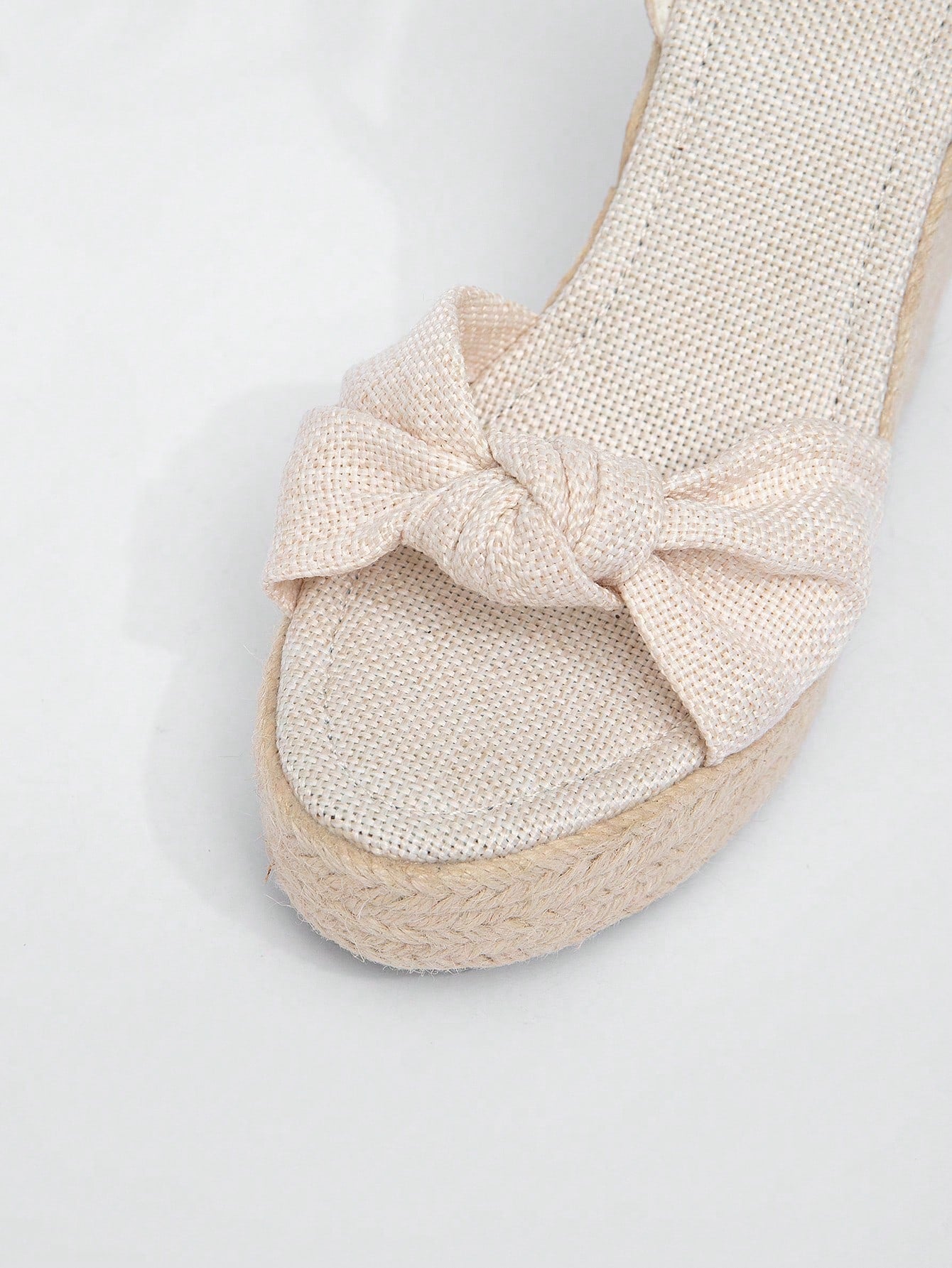 Lace Bow Hemp Rope Wedge Platform Thick Sole Sandals Open Toe Summer Vacation Casual High Heel Platform Slides Daily Fashion Women's Shoes