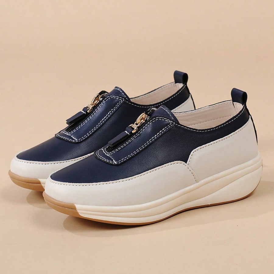 Faux Leather Chain Loafers