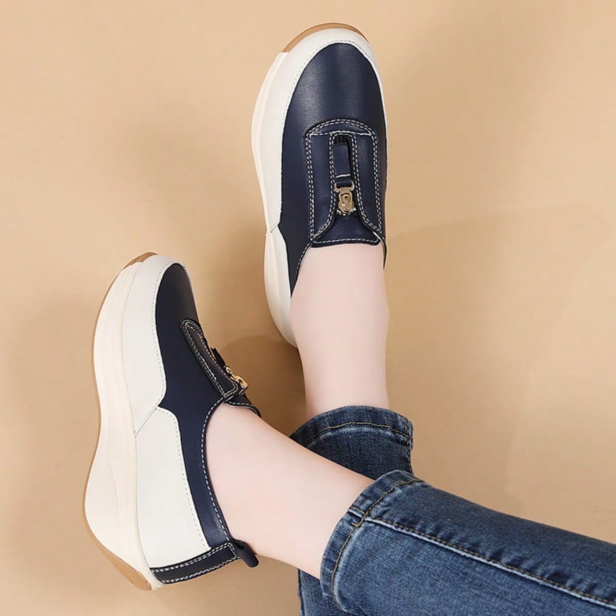 Faux Leather Chain Loafers
