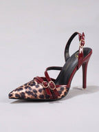 Leopard Print Patchwork Stiletto Heels