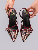 Leopard Print Patchwork Stiletto Heels