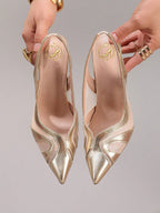Lace Patchwork Pointed Toe Stiletto Heels