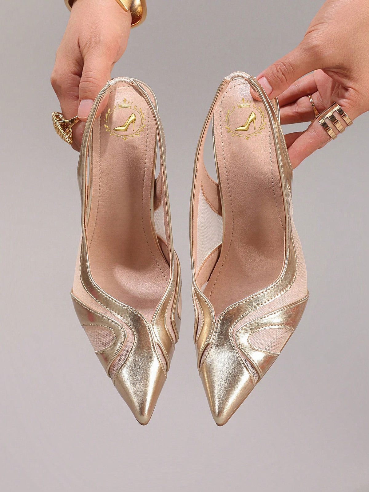 Lace Patchwork Pointed Toe Stiletto Heels
