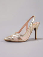 Lace Patchwork Pointed Toe Stiletto Heels