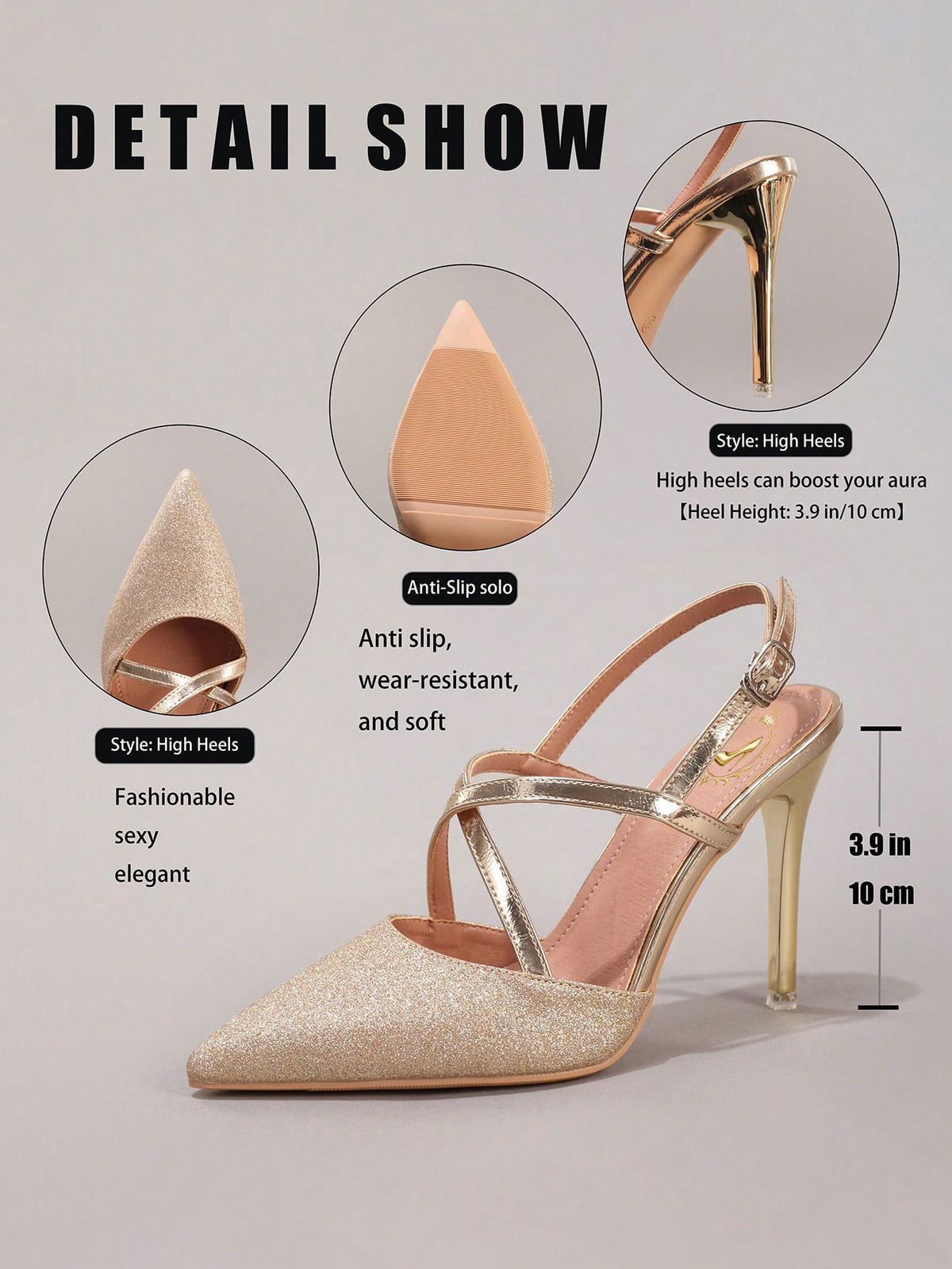 Champagne Pointed Toe Stiletto Heels