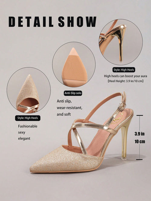 Champagne Pointed Toe Stiletto Heels