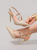 Champagne Pointed Toe Stiletto Heels