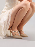 Champagne Pointed Toe Stiletto Heels