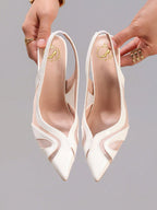 Lace Patchwork Pointed Toe Stiletto Heels