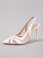 Lace Patchwork Pointed Toe Stiletto Heels