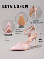 Women's Knot Pointed Toe High Heel Shoes, Romantic Sexy Pink Satin Stilettos, Party/Banquet Wear New Style,Elegant,Wedding Outfits