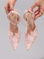 Women's Knot Pointed Toe High Heel Shoes, Romantic Sexy Pink Satin Stilettos, Party/Banquet Wear New Style,Elegant,Wedding Outfits