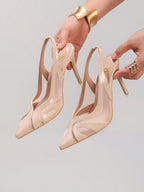 Lace Patchwork Pointed Toe Stiletto Heels