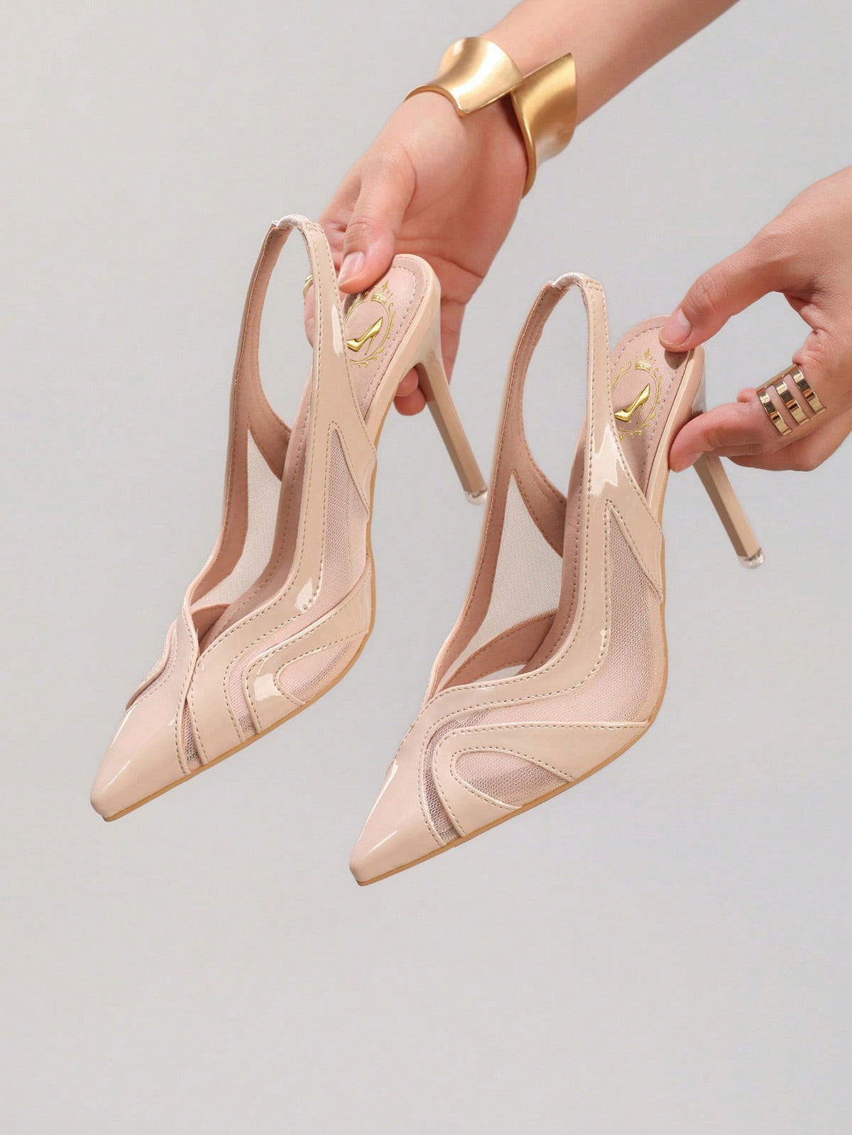 Lace Patchwork Pointed Toe Stiletto Heels