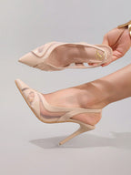 Lace Patchwork Pointed Toe Stiletto Heels