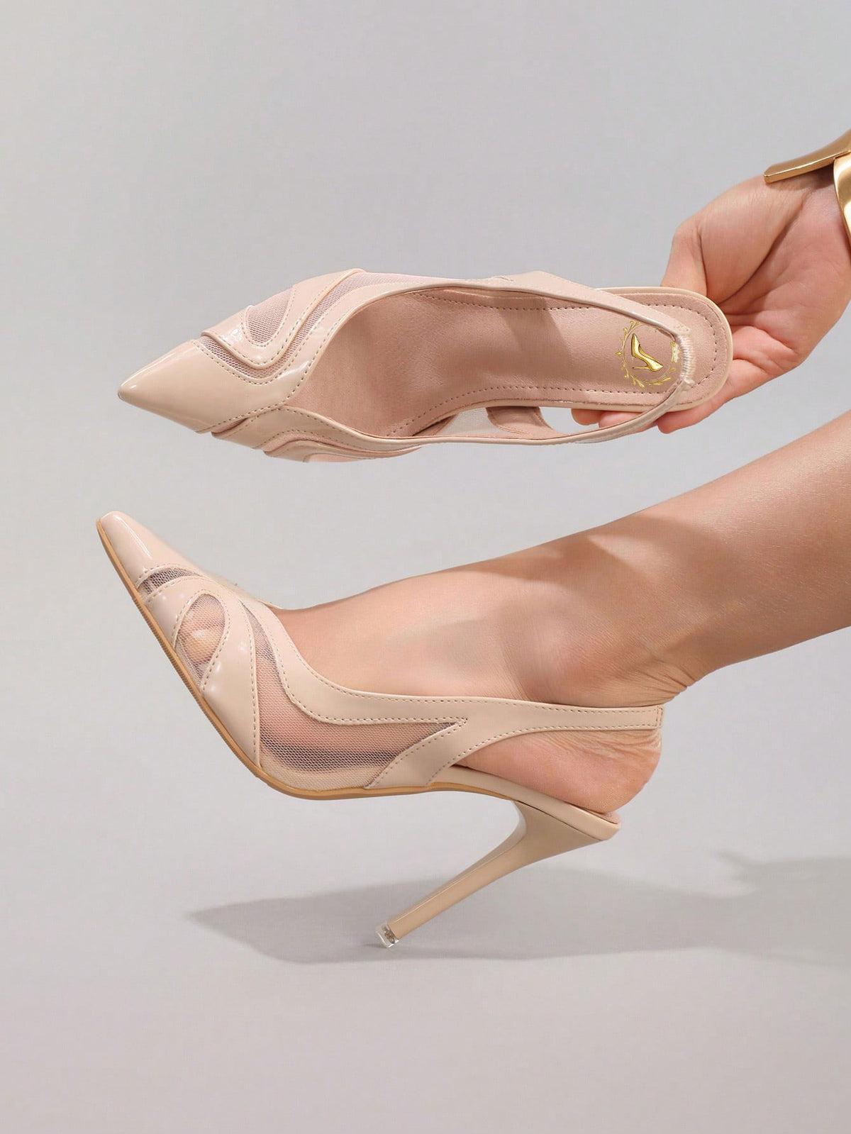 Lace Patchwork Pointed Toe Stiletto Heels