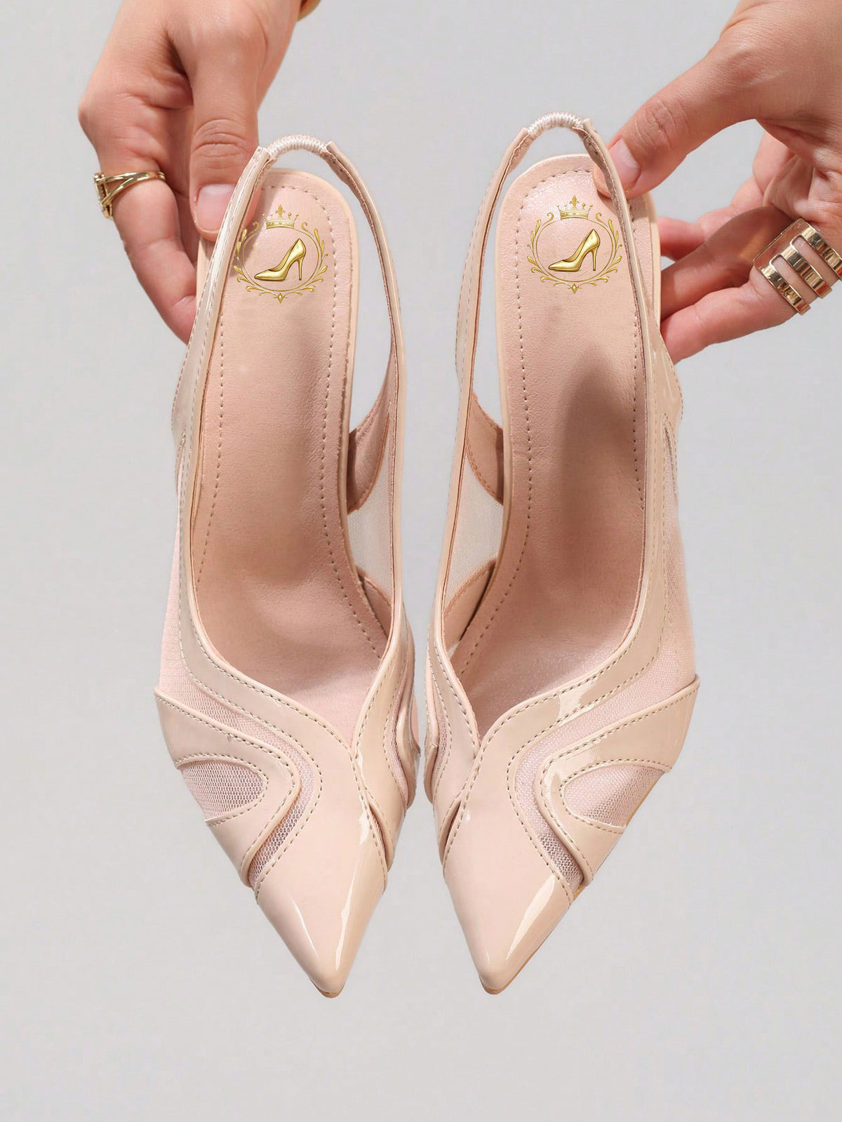 Lace Patchwork Pointed Toe Stiletto Heels
