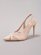 Lace Patchwork Pointed Toe Stiletto Heels