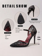 Fashionable Lace Embroidered White High Heel Shoes, Sexy Pointed Toe Party Evening Pumps, Super High Heel Hollow Out Stilettos For Women, Wedding Outfits
