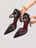 Fashionable Lace Embroidered White High Heel Shoes, Sexy Pointed Toe Party Evening Pumps, Super High Heel Hollow Out Stilettos For Women, Wedding Outfits