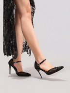 Fashionable Lace Embroidered White High Heel Shoes, Sexy Pointed Toe Party Evening Pumps, Super High Heel Hollow Out Stilettos For Women, Wedding Outfits