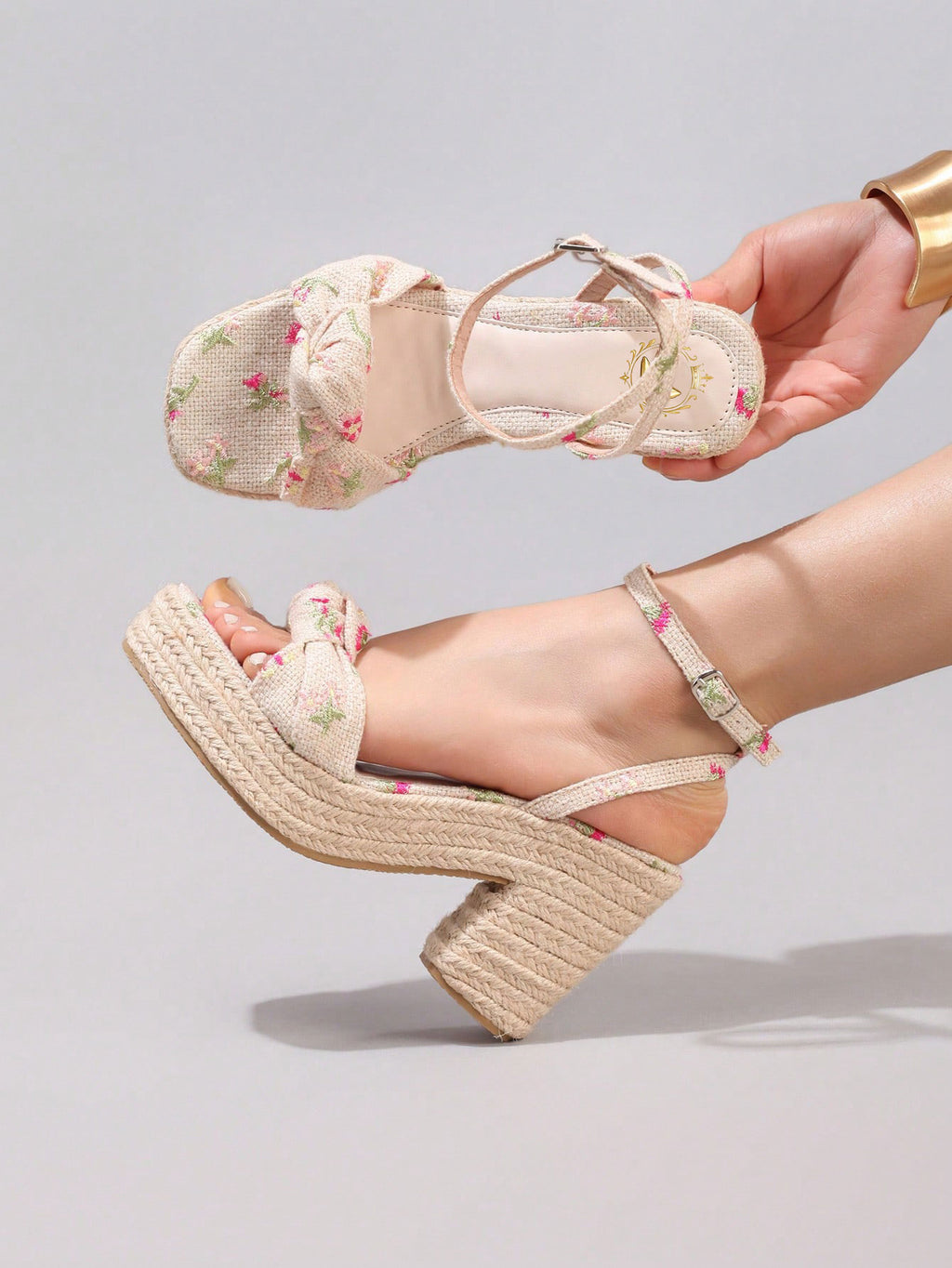 Fashion Embroidered Rope Wedge Platform Thick Sole Sandals Open Toe Summer Vacation Casual High Heel Platform Slides Daily Women Shoes